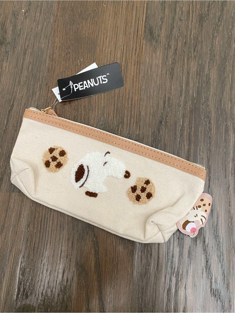 Peanuts Snoopy Cookie Canvas Pencil Pouch Cosmetic Bag NWT